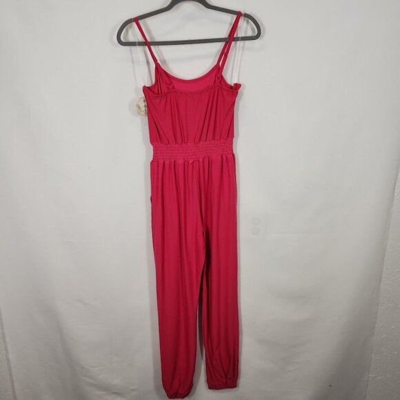 NWT Jolie & Joy‎ Smocked Waist Cami Jumpsuit - Magenta Size Medium - Picture 4 of 8